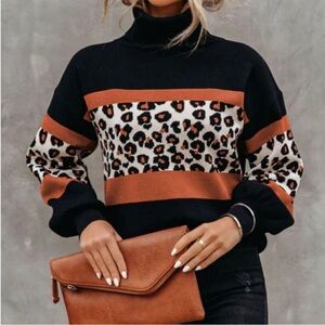 Skies Are Blue Leopard Sweater Size 1X